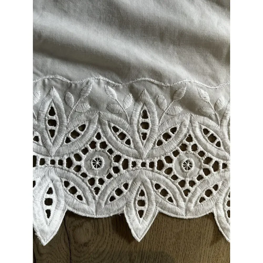 JCPennWhite Cotton Floral Embroidered Textured Rod Pocket Curtain Panel 79 x 36